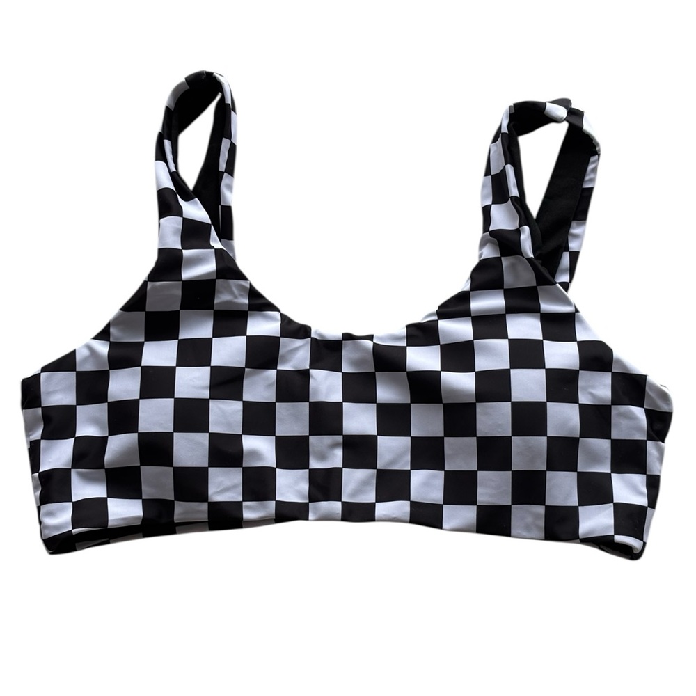 NWOT Black & White Checkered Bikini Top Swimsuit Bathing Suit
